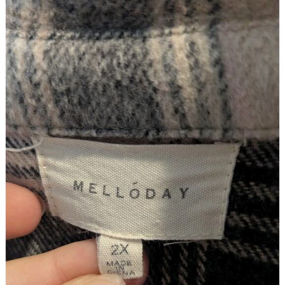 Melloday Mellóday Soft Pink Black Flannel Jacket Shacket Coat Plus Size 2X 2XL - Picture 5 of 8